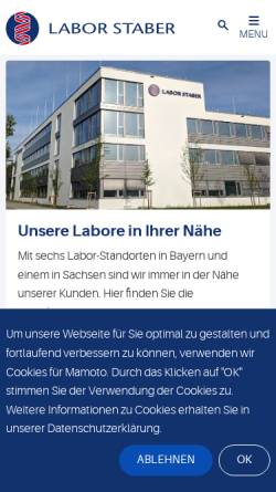 Vorschau der mobilen Webseite www.labor-staber.de, Praxis für Medizinische Genetik Dr. Ebner, Dr. Markus
