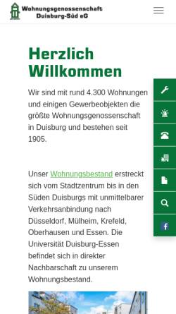 Vorschau der mobilen Webseite www.wogedu.de, WOGE Duisburg Süd eG
