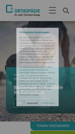 Vorschau der mobilen Webseite www.orthopaedie-knaup.de, Knaup, Dr. med. Christian B.