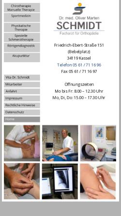 Vorschau der mobilen Webseite www.schmidt-kassel.de, Schmidt, Dr. med. O. M.