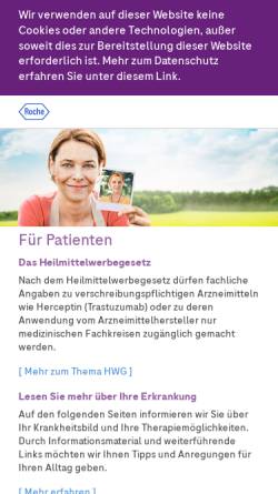 Vorschau der mobilen Webseite www.herceptin.de, Brustkrebs [herceptin.de]