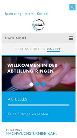Vorschau der mobilen Webseite www.sga-ringen.de, Sportgemeinschaft Arheilgen e.V.