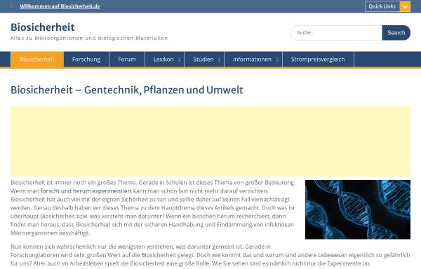 Vorschau von www.biosicherheit.de, BioSicherheit
