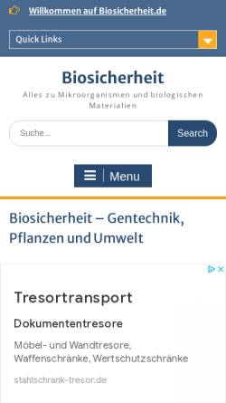 Vorschau der mobilen Webseite www.biosicherheit.de, BioSicherheit