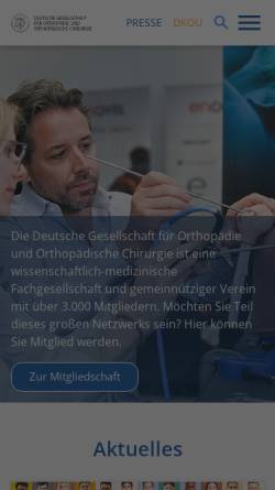 Vorschau der mobilen Webseite dgooc.de, Deutsche Gesellschaft für Orthopädie und Orthopädische Chirurgie e. V.