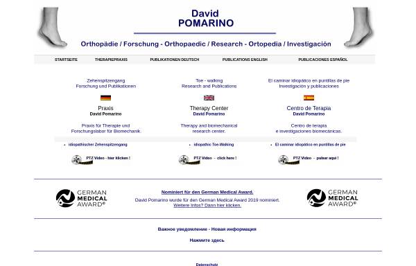 Vorschau von www.zehenspitzengang.de, Forschung und Publikationen zum Zehenspitzengang von D. Pomarino