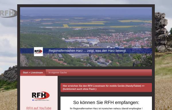 Vorschau von www.rfh-tv.de, RFH - Regionalfernsehen Harz