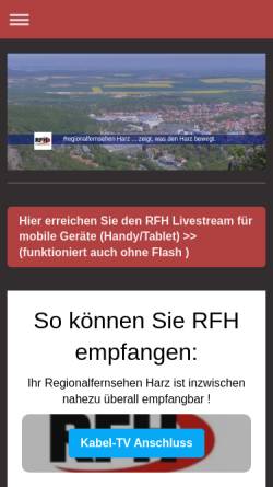 Vorschau der mobilen Webseite www.rfh-tv.de, RFH - Regionalfernsehen Harz