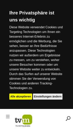 Vorschau der mobilen Webseite www.tv-mittelrhein.de, TV Mittelrhein GMbH & Co. KG.