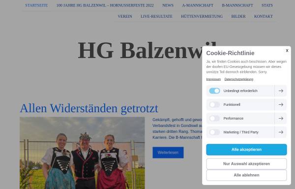 Vorschau von www.hgbalzenwil.ch, Hornussergesellschaft Balzenwil