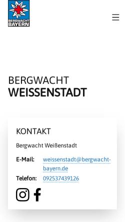 Vorschau der mobilen Webseite www.bergwacht-bayern.de, Bergwacht Weißenstadt
