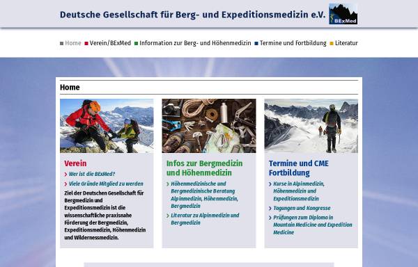 Vorschau von www.bexmed.de, Deutsche Gesellschaft für Berg- und Expeditionsmedizin e. V.