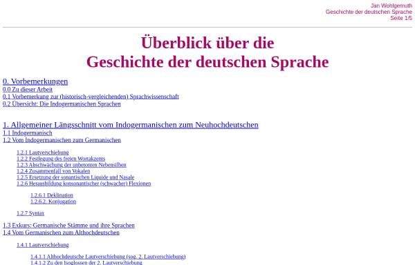 Vorschau von www.linguist.de, Überblick über die Geschichte der deutschen Sprache