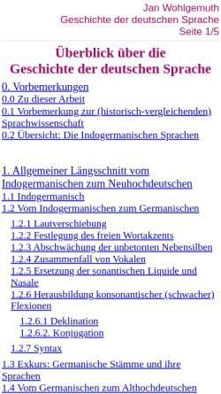 Vorschau der mobilen Webseite www.linguist.de, Überblick über die Geschichte der deutschen Sprache