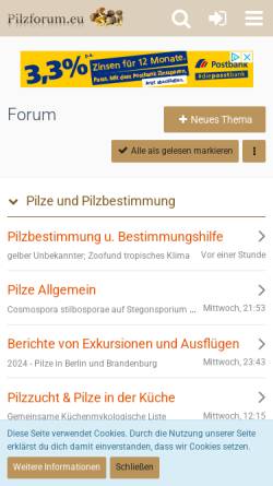 Vorschau der mobilen Webseite www.pilzforum.eu, Pilzforum.eu