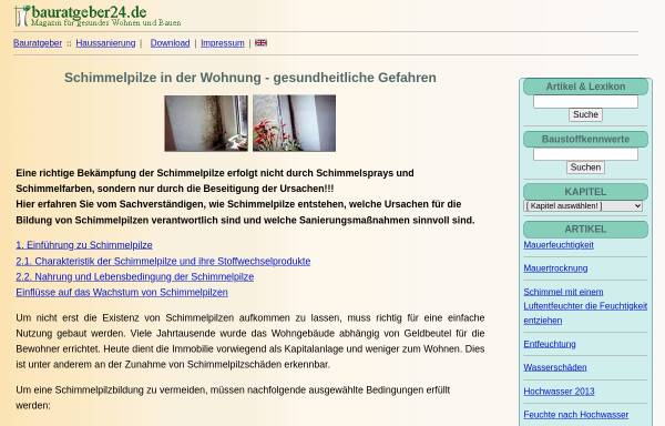 Vorschau von www.ib-rauch.de, Schimmelpilze in der Wohnung [Rauch, Peter]