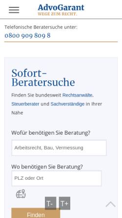 Vorschau der mobilen Webseite advogarant.de, AdvoGarant