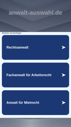 Vorschau der mobilen Webseite www.anwalt-auswahl.de, Anwaltauswahlservice, Thomas Arndt