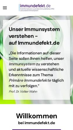 Vorschau der mobilen Webseite www.immundefekt.de, ImmunDefektCentrum der Charité