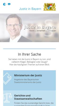 Vorschau der mobilen Webseite www.justiz.bayern.de, Bayerisches Staatsministerium der Justiz