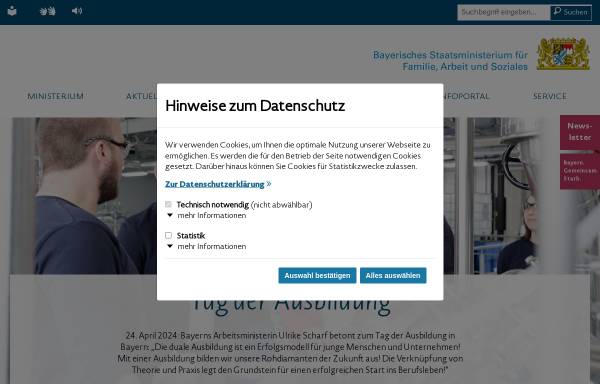 Vorschau von www.stmas.bayern.de, Bayerisches Staatsministerium für Arbeit und Sozialordnung, Familie, Frauen und Gesundheit