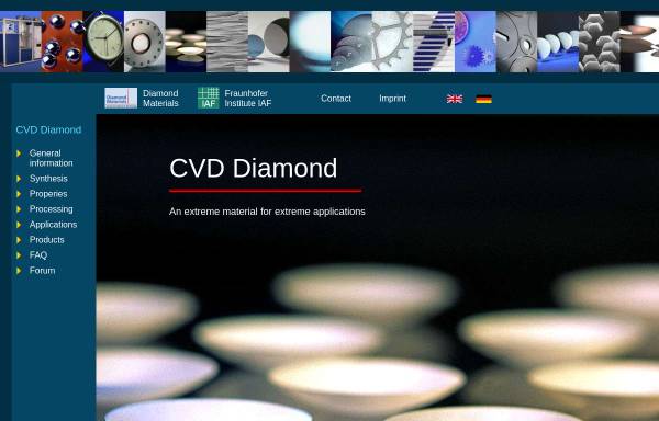 Vorschau von www.cvd-diamond.com, CVD Diamant: Herstellung, Eigenschaften und Anwendungen