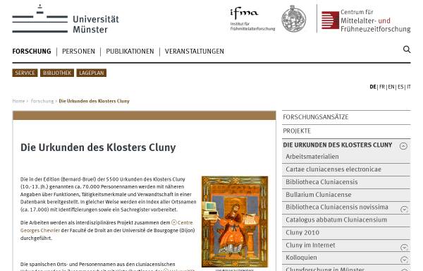 Vorschau von www.uni-muenster.de, Die Urkunden des Klosters Cluny
