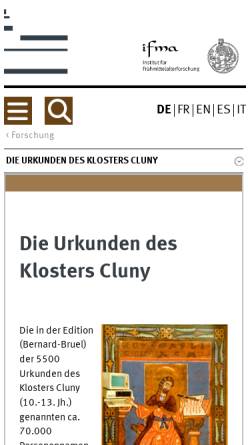 Vorschau der mobilen Webseite www.uni-muenster.de, Die Urkunden des Klosters Cluny