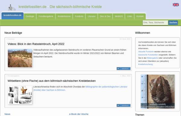 Vorschau von www.kreidefossilien.de, Fossilien der Kreide von Sachsen