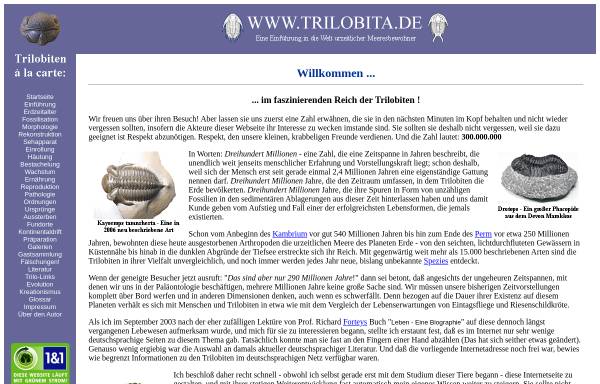 Vorschau von www.trilobita.de, Trilobiten - Fossilien erzählen die Geschichte des Lebens
