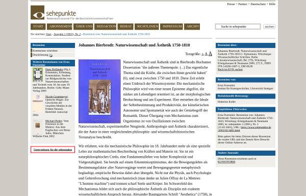 Vorschau von www.sehepunkte.de, Naturwissenschaft und Ästhetik 1750-1810