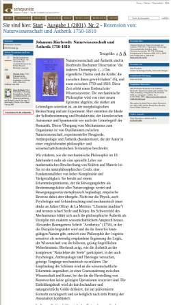 Vorschau der mobilen Webseite www.sehepunkte.de, Naturwissenschaft und Ästhetik 1750-1810