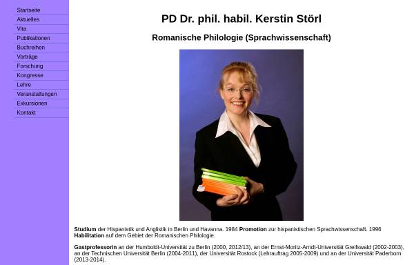 Vorschau von www.kerstin-stoerl.de, Kerstin Störl - Professorin für romanische Philologie (Sprachwissenschaft)