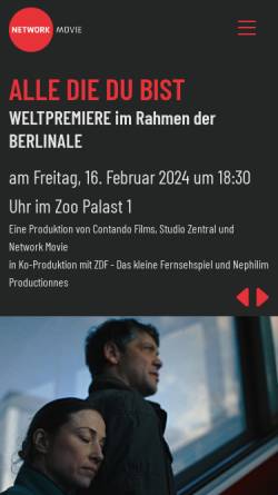 Vorschau der mobilen Webseite www.networkmovie.de, Network Movie Film- und Fernsehproduktion GmbH & Co. KG