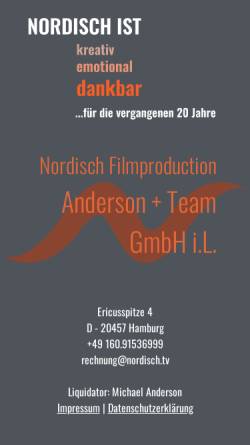 Vorschau der mobilen Webseite www.nordisch.tv, Nordisch Filmproduction Anderson + Team GmbH