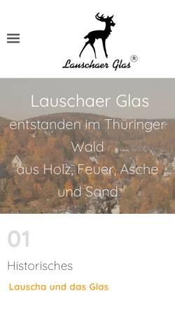 Vorschau der mobilen Webseite www.lauschaer-glas.com, Uwe Bäz Herstellung und Vertrieb von Original Lauschaer Glas
