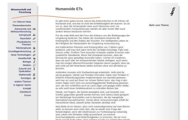 Vorschau von wissenschaft.marcus-haas.de, Humanoide Außerirdische