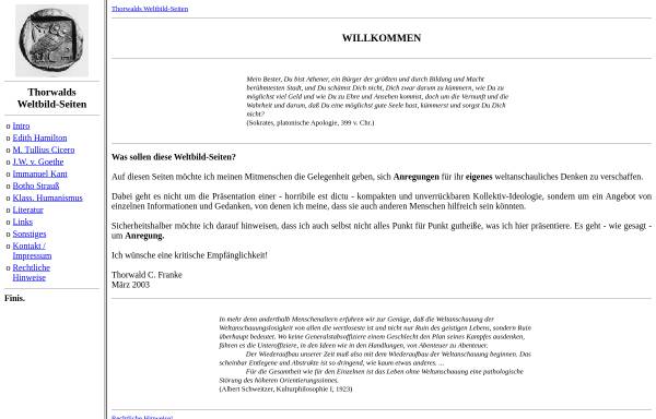 Vorschau von www.thorwalds-internetseiten.de, Thorwald's Weltbild-Seiten