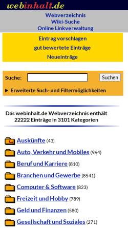 Vorschau der mobilen Webseite www.webinhalt.de, Webinhalt.de