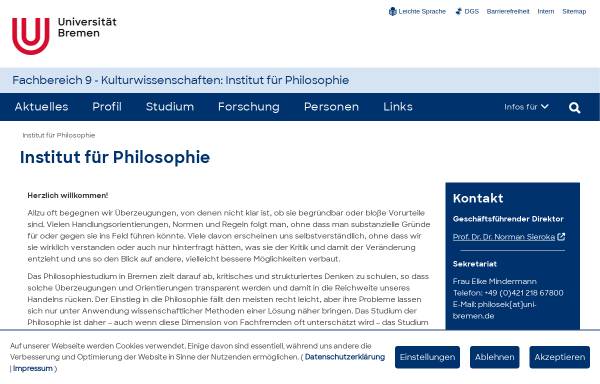 Vorschau von www.philosophie.uni-bremen.de, Abteilung Philosophie der Universität Bremen