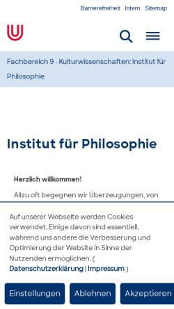 Vorschau der mobilen Webseite www.philosophie.uni-bremen.de, Abteilung Philosophie der Universität Bremen
