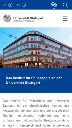 Vorschau der mobilen Webseite www.uni-stuttgart.de, Institut für Philosophie der Universität Stuttgart