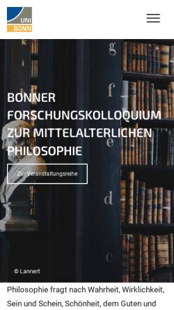 Vorschau der mobilen Webseite www.philosophie.uni-bonn.de, Philosophisches Seminar der Universität Bonn