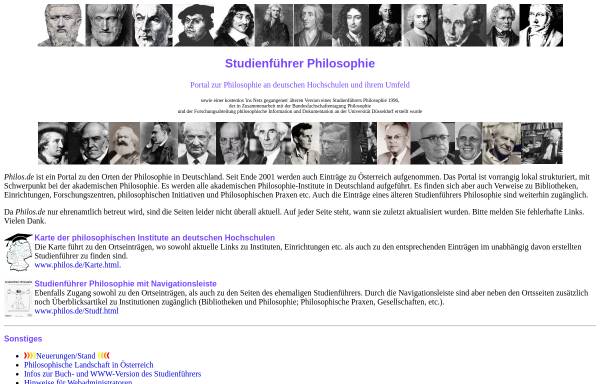 Vorschau von www.philos.de, Studienführer Philosophie