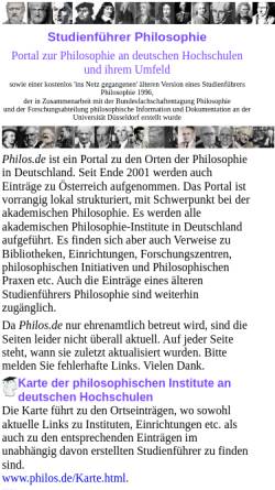 Vorschau der mobilen Webseite www.philos.de, Studienführer Philosophie