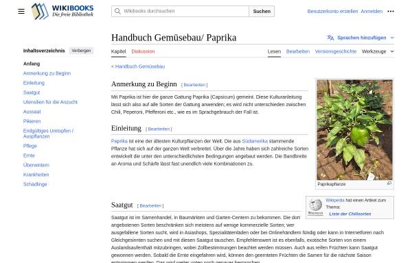Vorschau von de.wikibooks.org, Handbuch Gemüsebau/ Paprika − Wikibooks