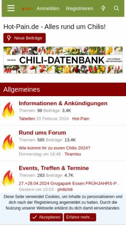 Vorschau der mobilen Webseite www.hot-pain.de, Hot-Pain