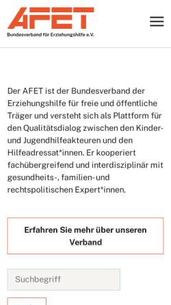 Vorschau der mobilen Webseite afet-ev.de, Bundesverband für Erziehungshilfe e.V. (AFET)