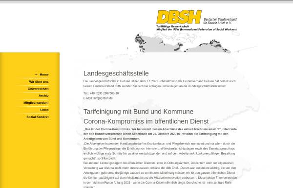 Vorschau von www.dbsh-hessen.de, Deutscher Berufsverband für Sozialarbeit, Sozialpädagogik und Heilpädagogik e.V. (DBSH Hessen)