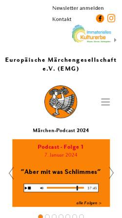Vorschau der mobilen Webseite www.maerchen-emg.de, Europäische Märchengesellschaft